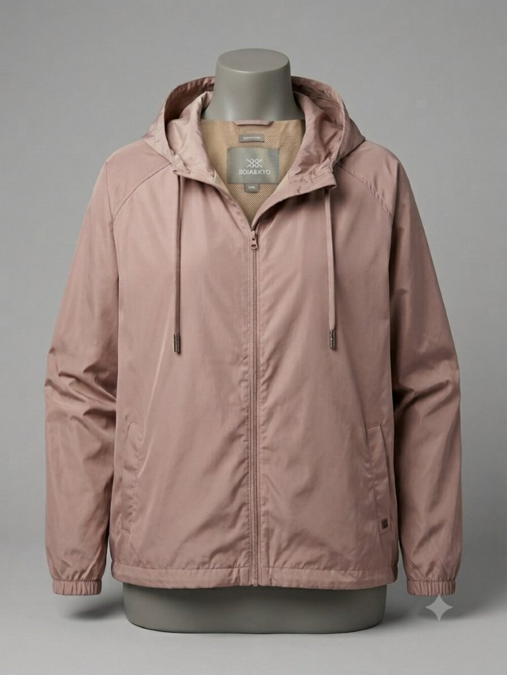 Soia & Kyo Women's Rain Jacket with hood Beige L/XL